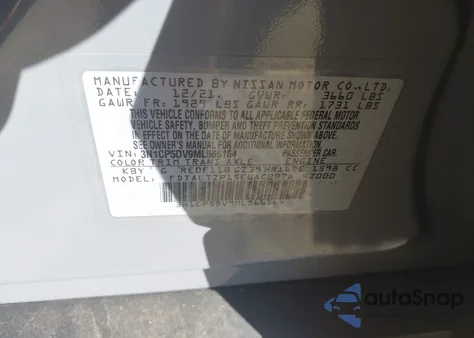 2021 Nissan Kicks Sr Xtronic Cvt z USA, uszkodzony, nr VIN 3N1CP5DV9ML566164